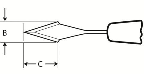 Slit knife 2.5 mm angled bevel up